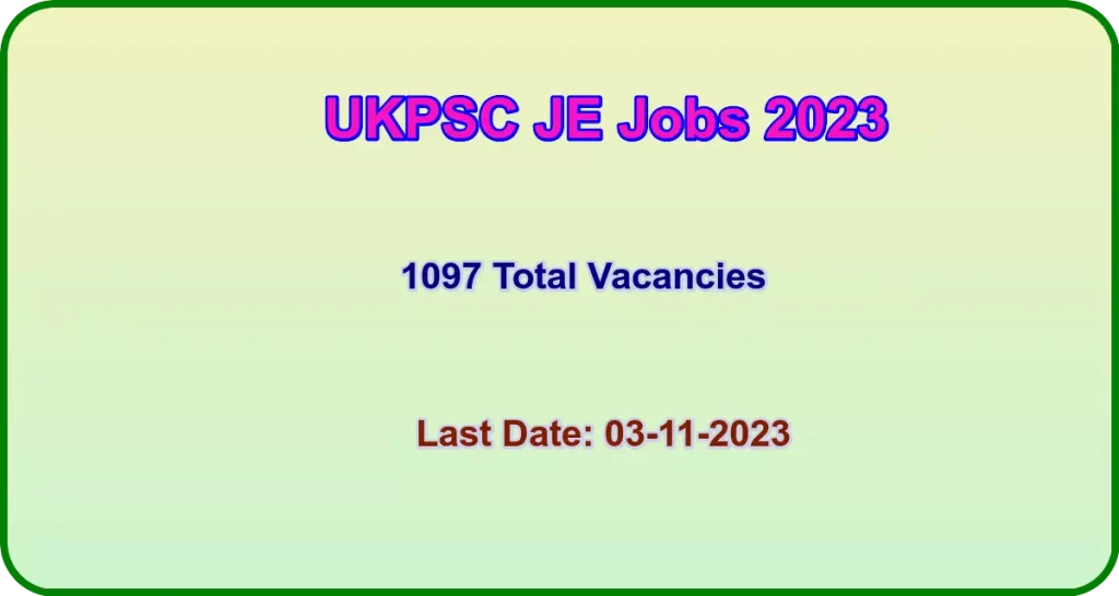 UKPSC JE recruitment 2023
